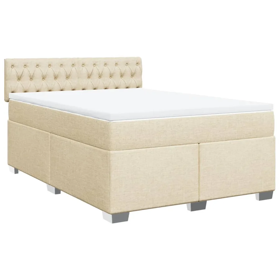 Sommier à lattes de lit avec matelas Crème 140x190 cm Tissu - 2