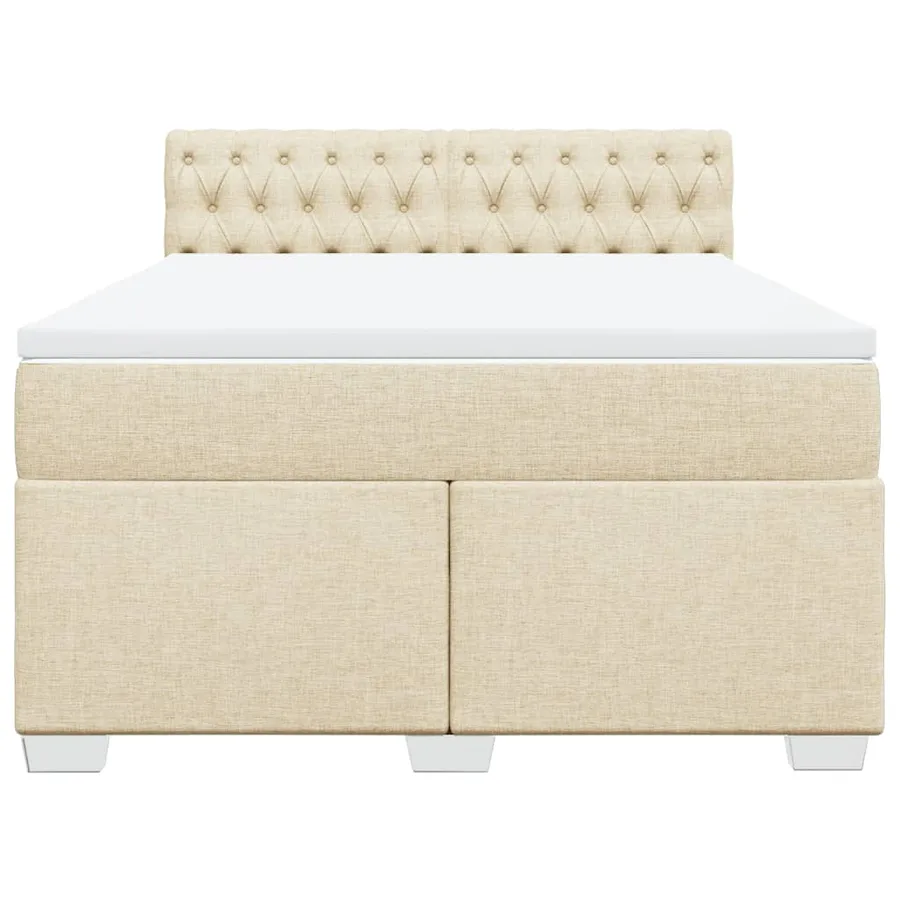 Sommier à lattes de lit avec matelas Crème 140x190 cm Tissu - 4