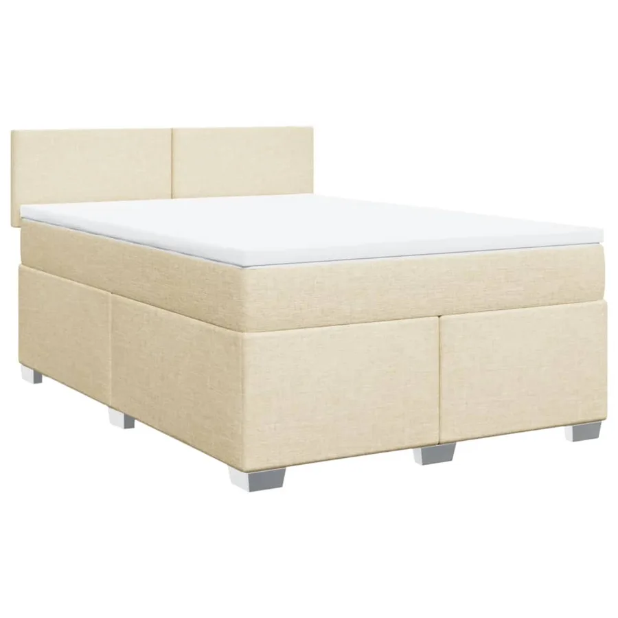 Sommier à lattes de lit avec matelas Crème 140x190 cm Tissu - 2