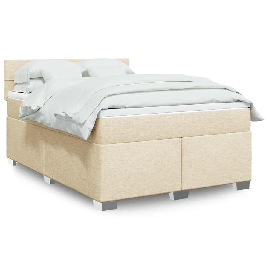 Sommier à lattes de lit avec matelas Crème 140x190 cm Tissu