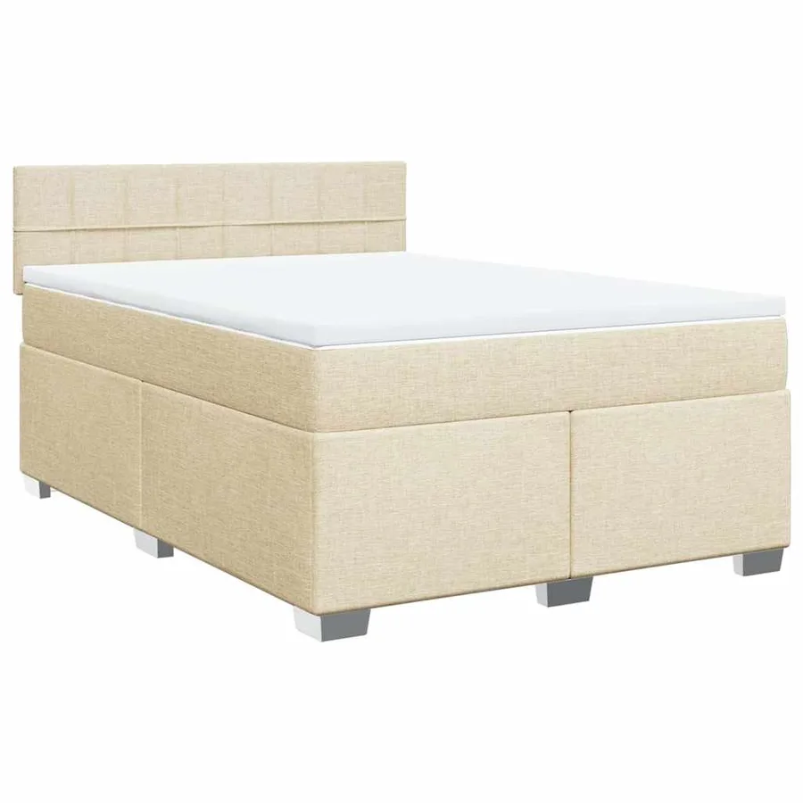 Sommier à lattes de lit avec matelas Crème 140x190 cm Tissu - 2