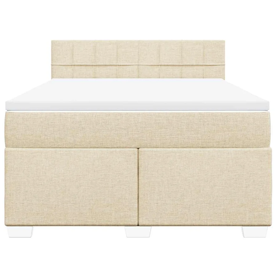 Sommier à lattes de lit avec matelas Crème 140x190 cm Tissu - 4