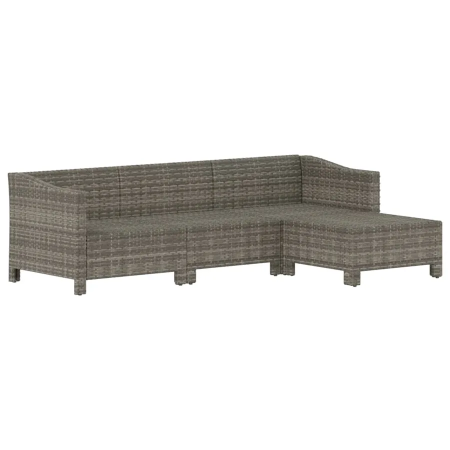 Salon de jardin 4 pcs avec coussins Gris Résine tressée - 4