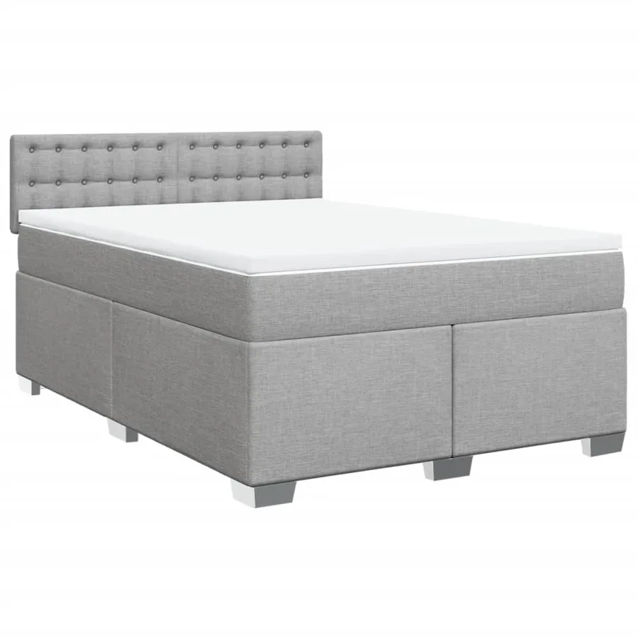 Sommier à lattes de lit avec matelas Gris clair 140x190cm Tissu - 2