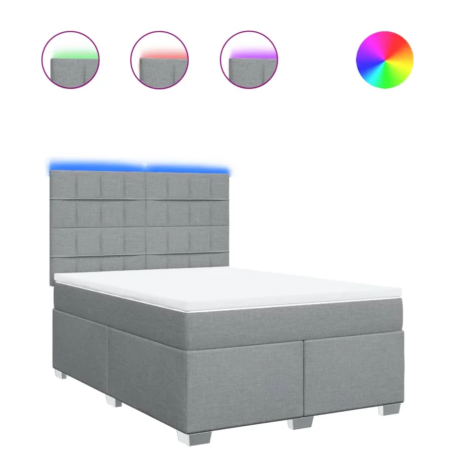 Sommier à lattes de lit avec matelas Gris clair 140x190cm Tissu - 2