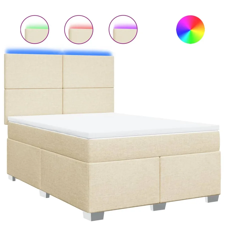 Sommier à lattes de lit avec matelas Crème 140x190 cm Tissu - 2