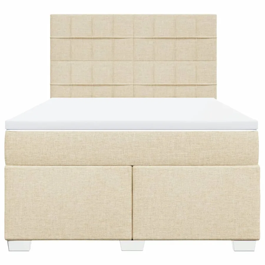 Sommier à lattes de lit avec matelas Crème 140x190 cm Tissu - 6