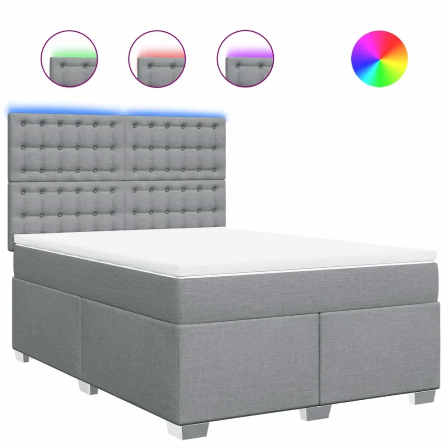Sommier à lattes de lit avec matelas Gris clair 140x190cm Tissu - 2