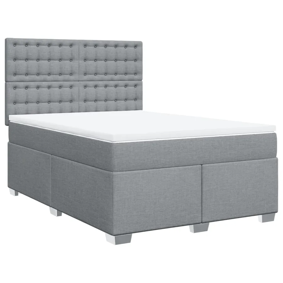 Sommier à lattes de lit avec matelas Gris clair 140x190cm Tissu - 3