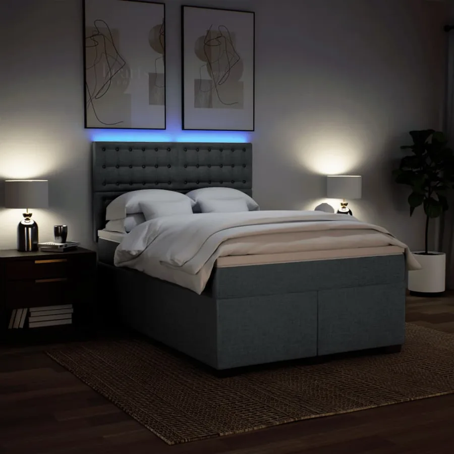 Sommier à lattes de lit avec matelas Gris clair 140x190cm Tissu - 5