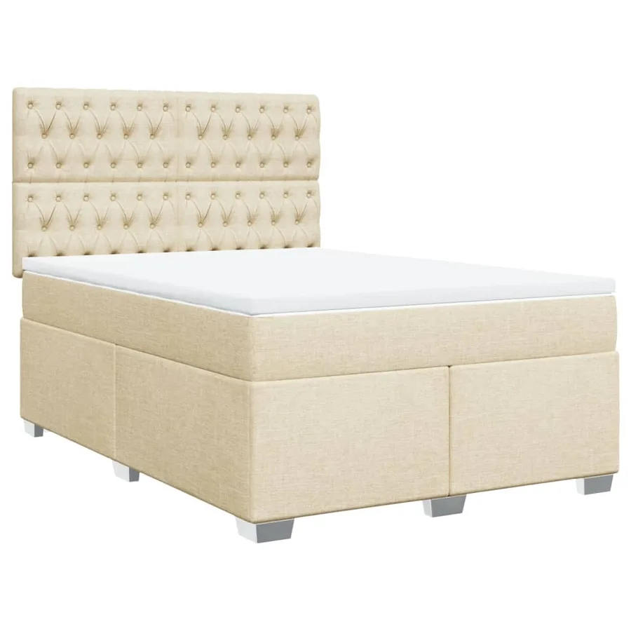 Sommier à lattes de lit avec matelas Crème 140x190 cm Tissu - 3