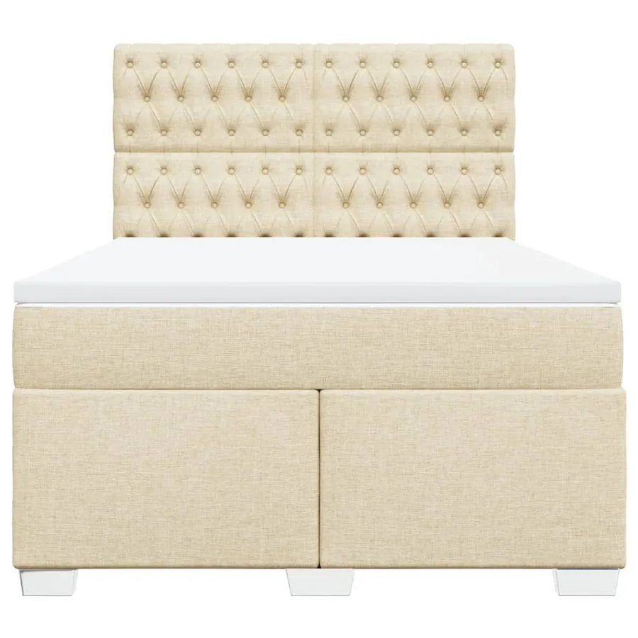 Sommier à lattes de lit avec matelas Crème 140x190 cm Tissu - 6