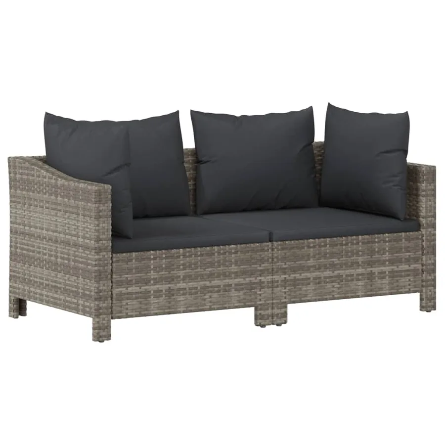 Salon de jardin 7 pcs avec coussins Gris Résine tressée - 6