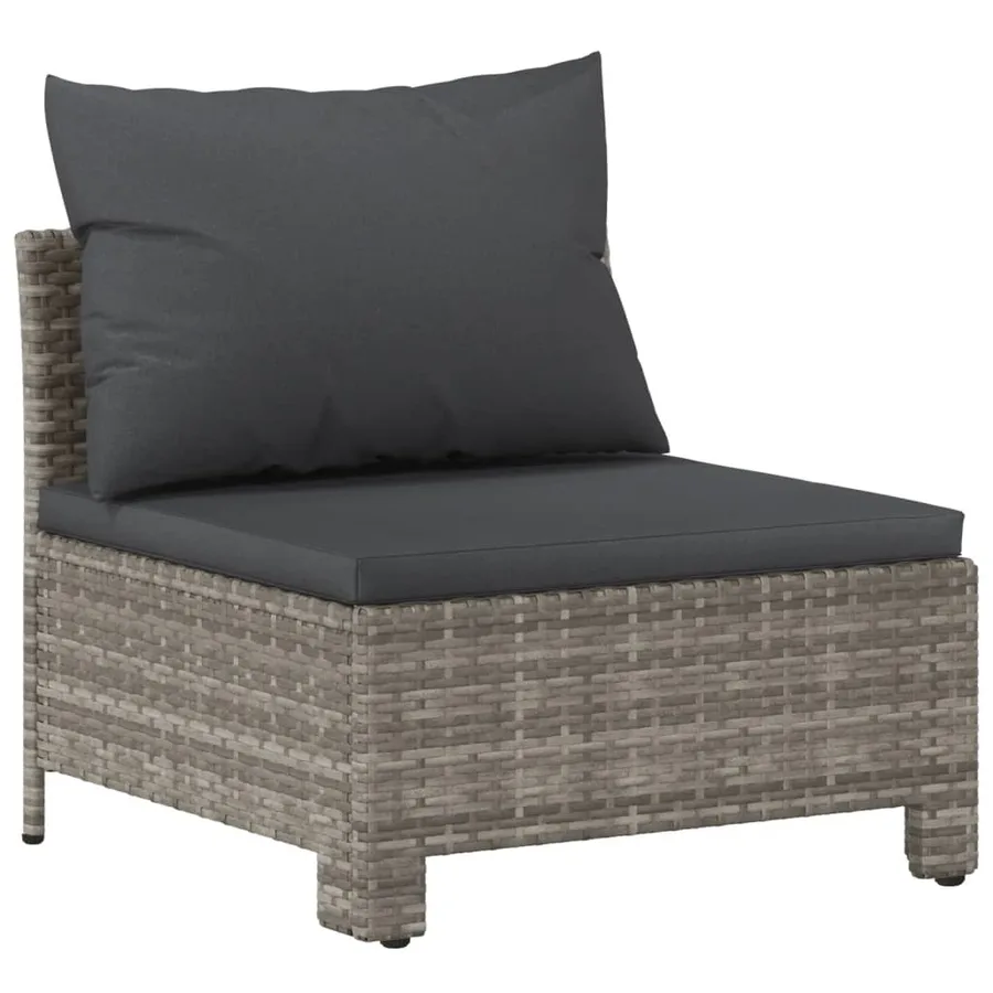 Salon de jardin 7 pcs avec coussins Gris Résine tressée - 7
