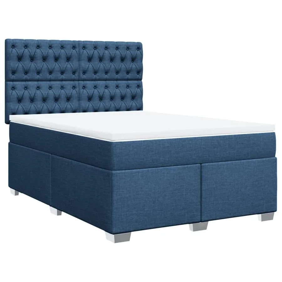 Sommier à lattes de lit avec matelas Bleu 140x190 cm Tissu - 2