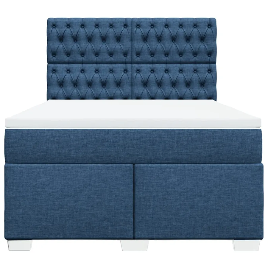 Sommier à lattes de lit avec matelas Bleu 140x190 cm Tissu - 4