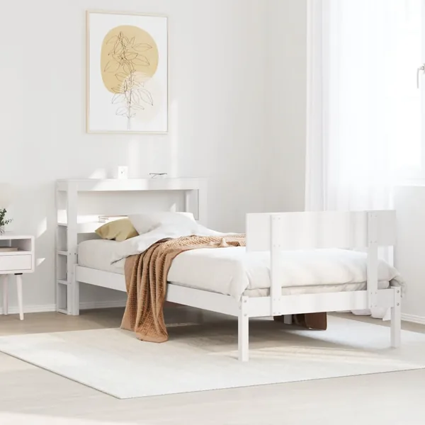 Cadre de lit sans matelas blanc 90x190 cm bois de pin massif