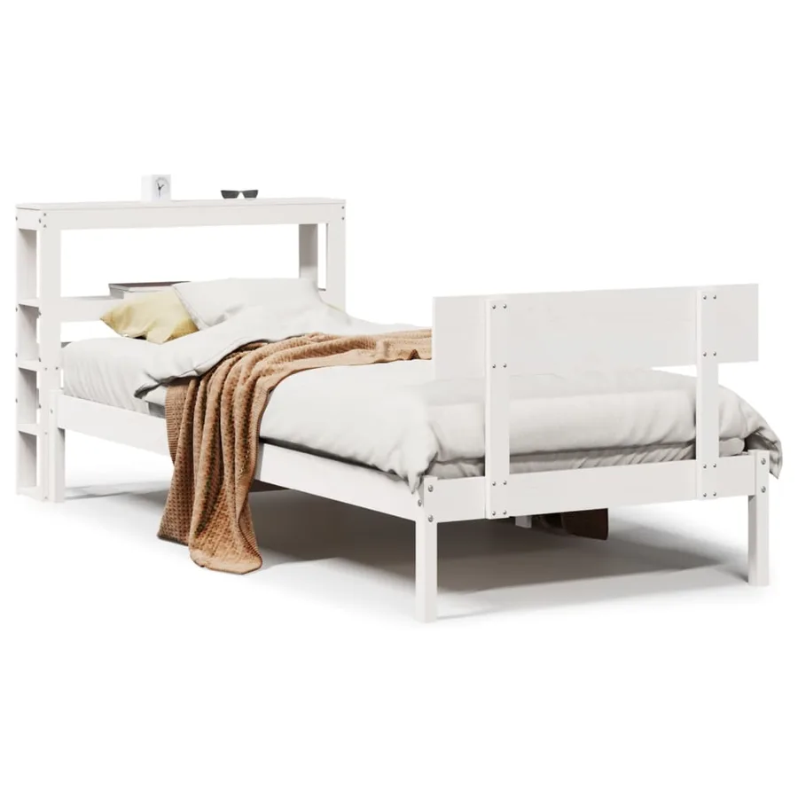 Cadre de lit sans matelas blanc 90x190 cm bois de pin massif - 2