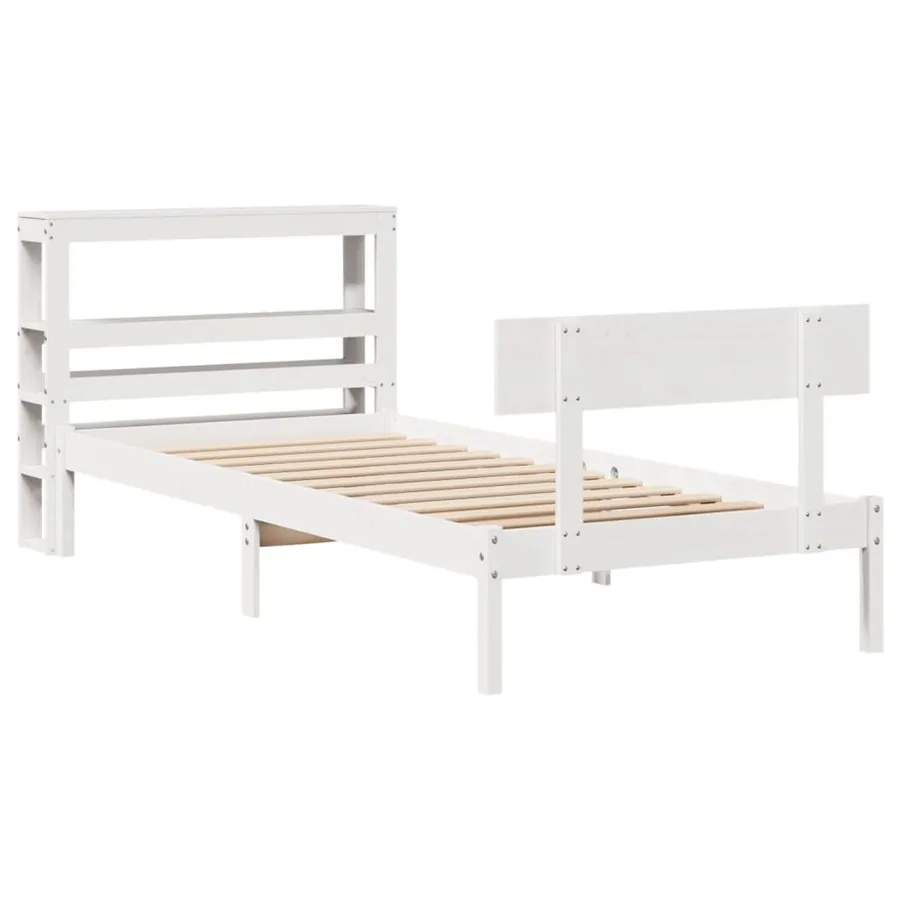Cadre de lit sans matelas blanc 90x190 cm bois de pin massif - 3