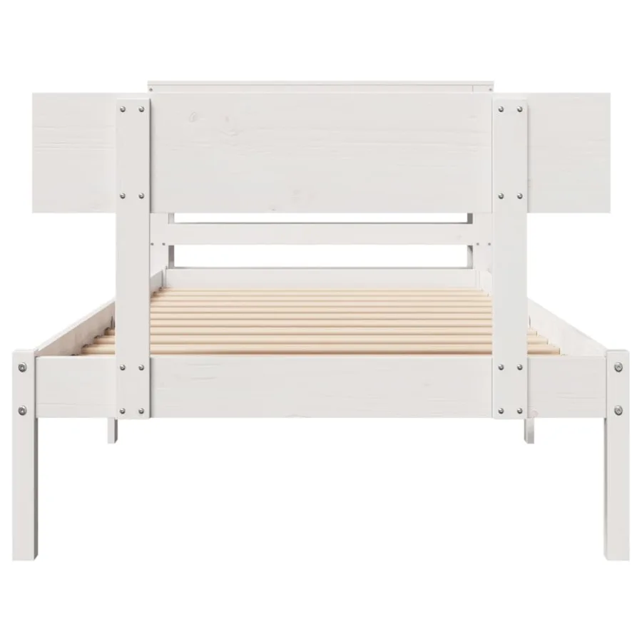 Cadre de lit sans matelas blanc 90x190 cm bois de pin massif - 4