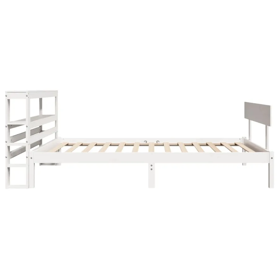 Cadre de lit sans matelas blanc 90x190 cm bois de pin massif - 5