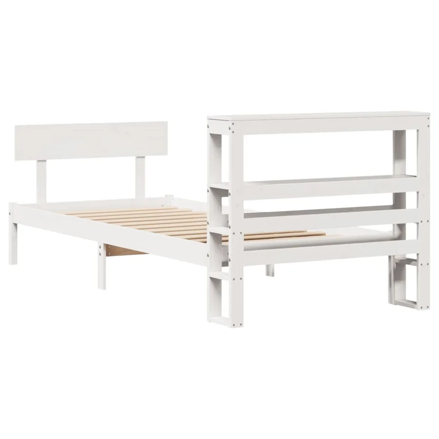 Cadre de lit sans matelas blanc 90x190 cm bois de pin massif - 6