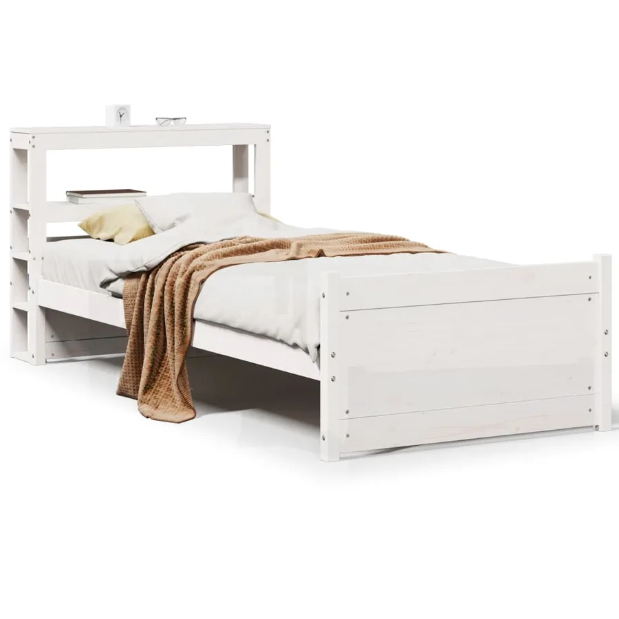 Cadre de lit avec tête de lit sans matelas blanc 90x200 cm - 2