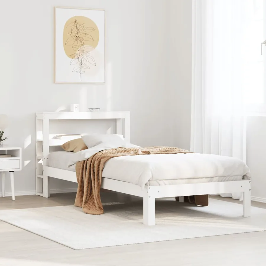 Cadre de lit avec tête de lit sans matelas blanc 90x200 cm