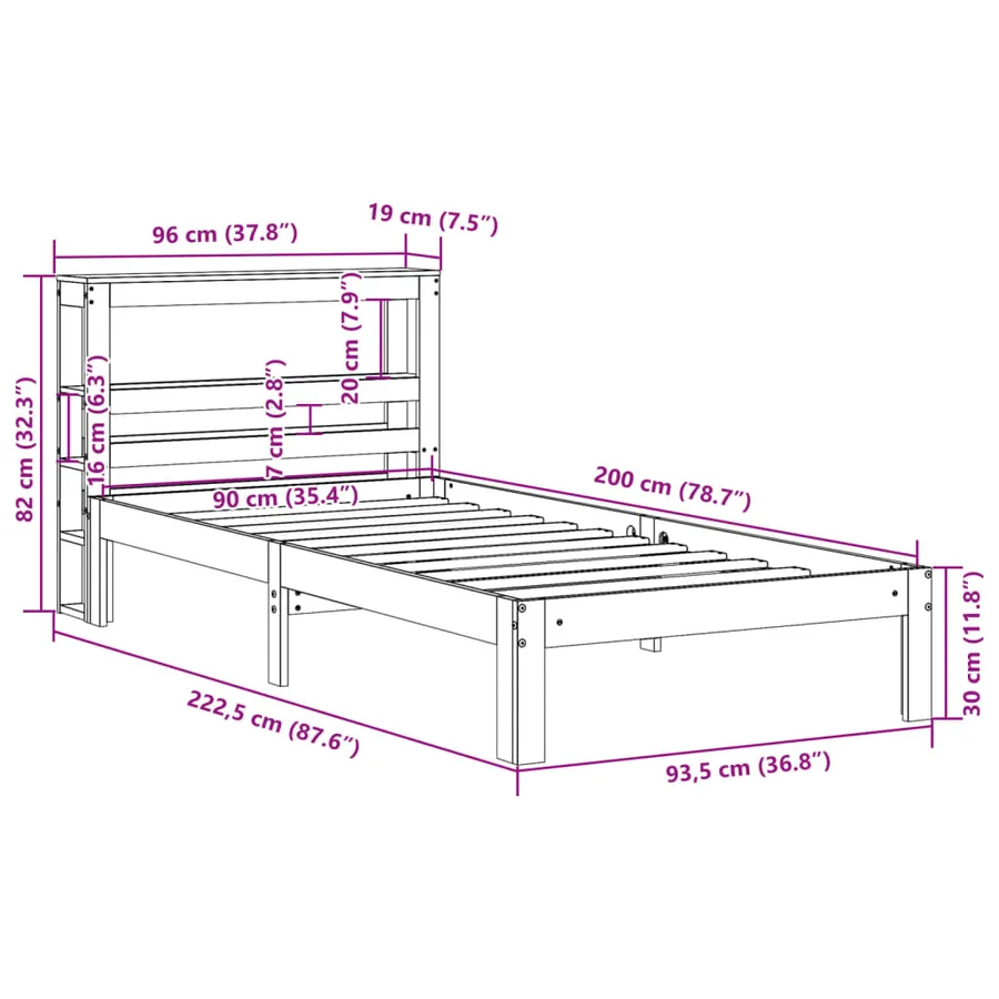 Cadre de lit avec tête de lit sans matelas blanc 90x200 cm - 11