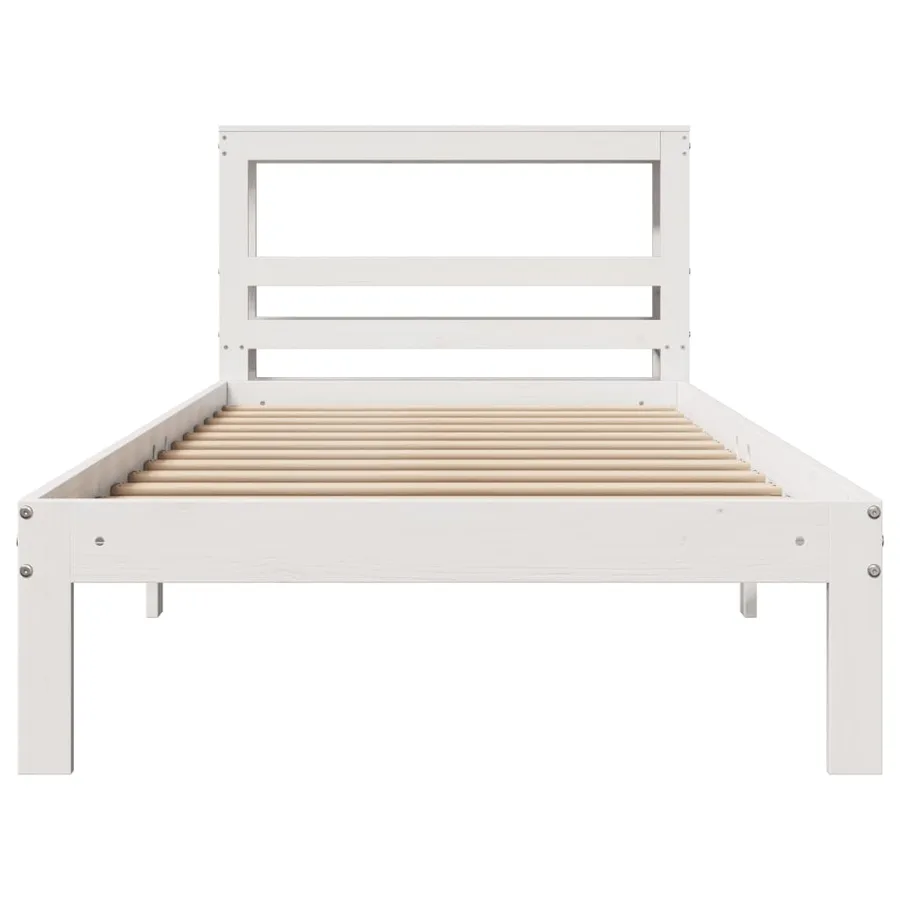 Cadre de lit avec tête de lit sans matelas blanc 90x200 cm - 4