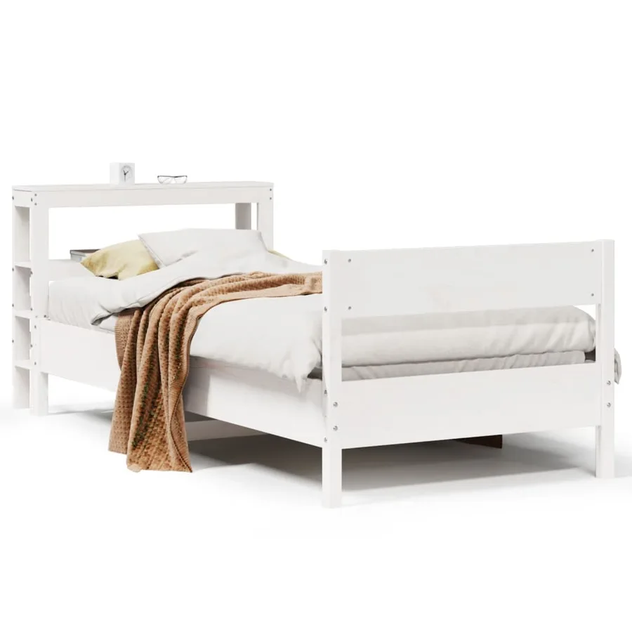 Cadre de lit sans matelas blanc 90x190 cm bois de pin massif - 2