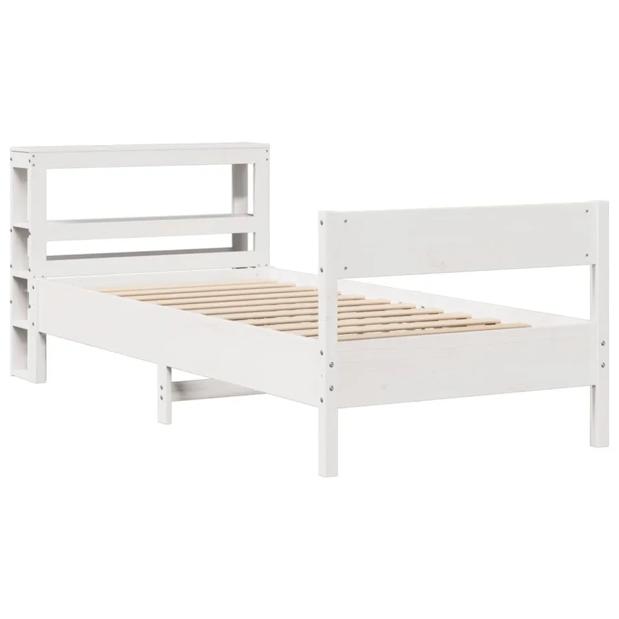 Cadre de lit sans matelas blanc 90x190 cm bois de pin massif - 3