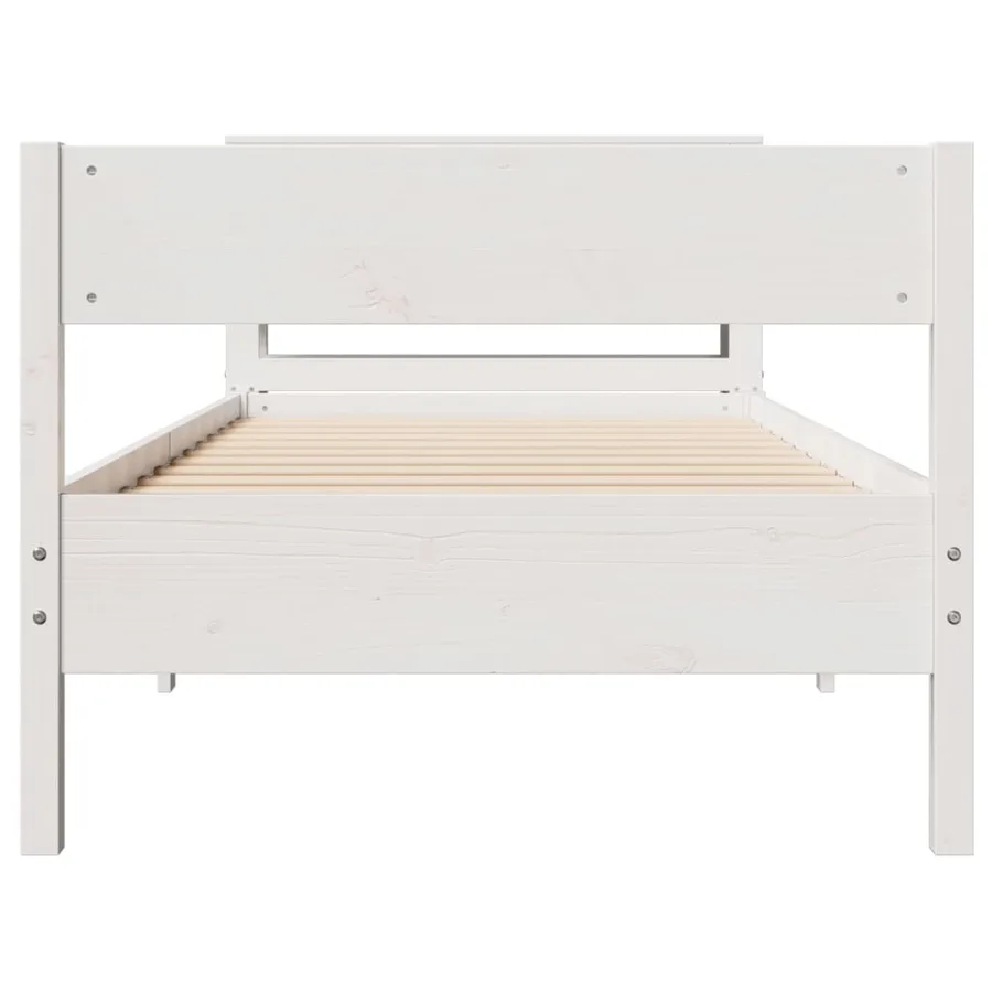 Cadre de lit sans matelas blanc 90x190 cm bois de pin massif - 4