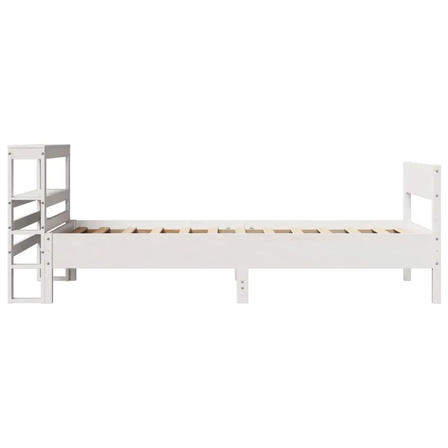 Cadre de lit sans matelas blanc 90x190 cm bois de pin massif - 5