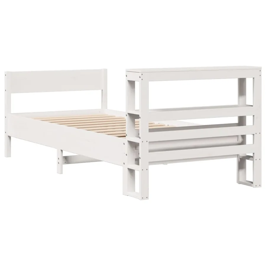 Cadre de lit sans matelas blanc 90x190 cm bois de pin massif - 6