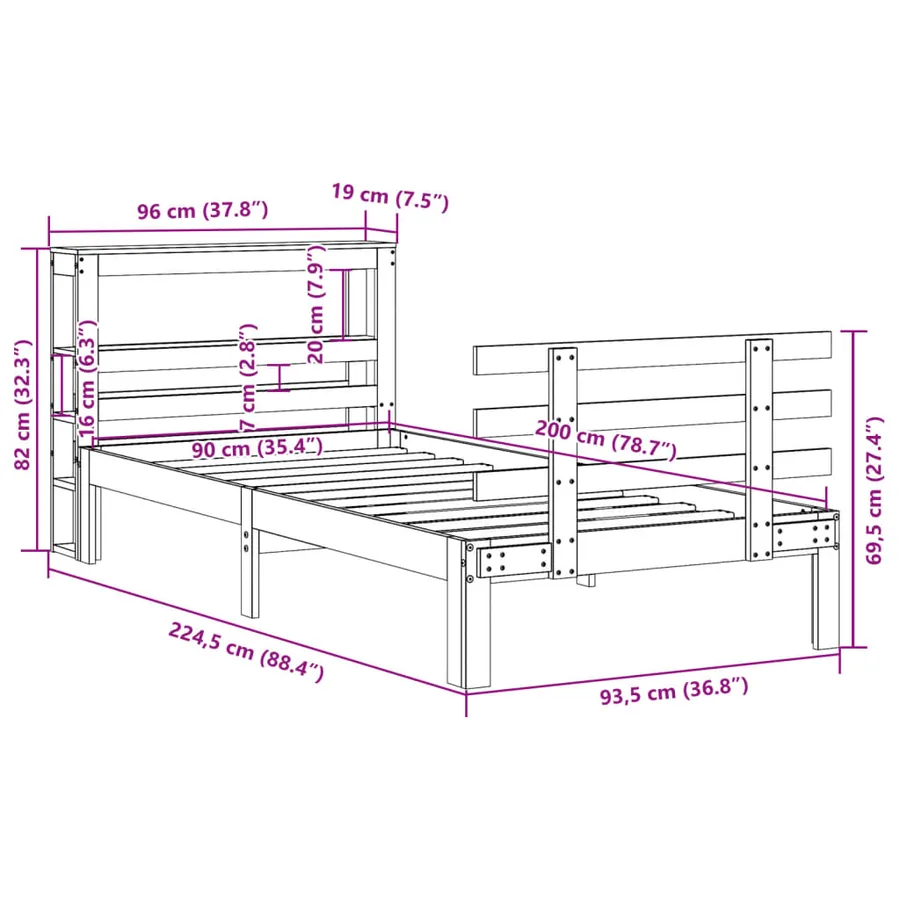Cadre de lit avec tête de lit sans matelas blanc 90x200 cm - 11