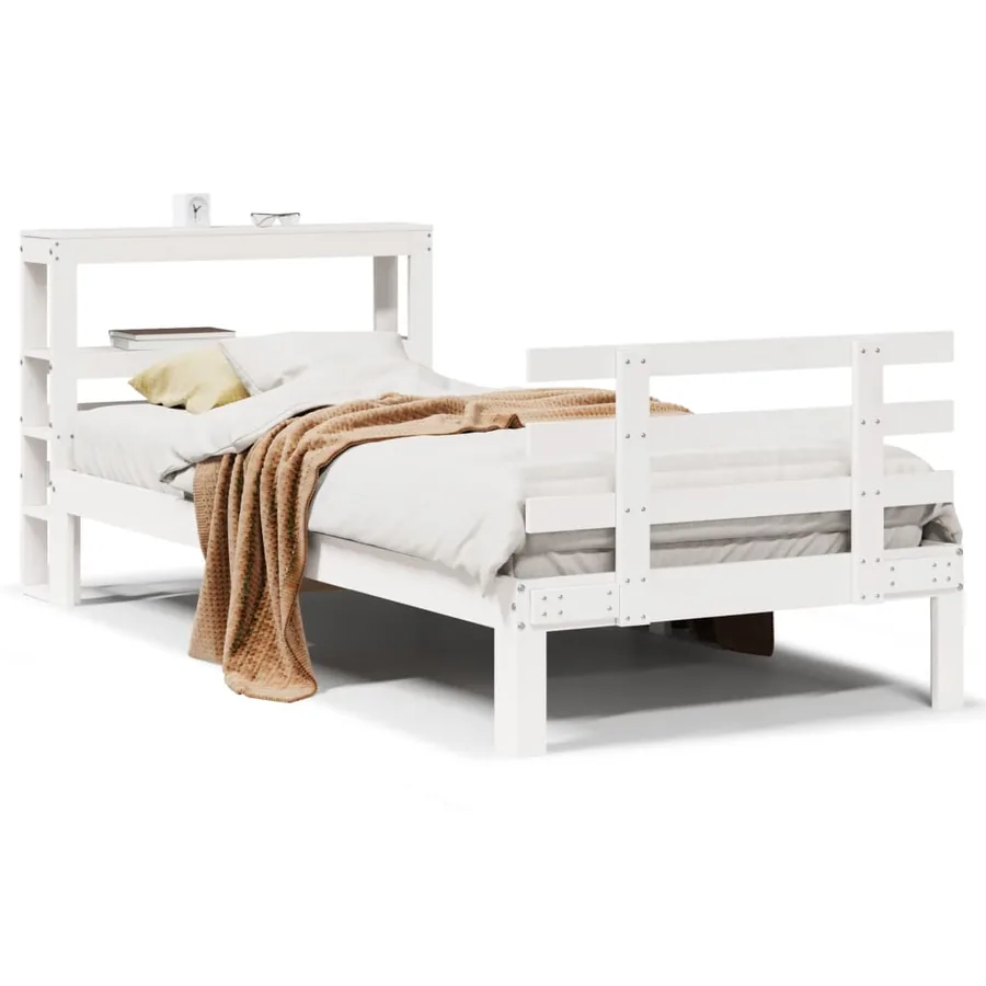 Cadre de lit avec tête de lit sans matelas blanc 90x200 cm - 2
