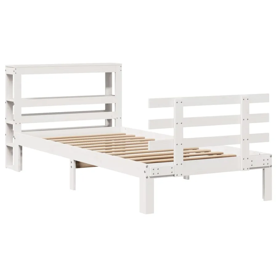 Cadre de lit avec tête de lit sans matelas blanc 90x200 cm - 3