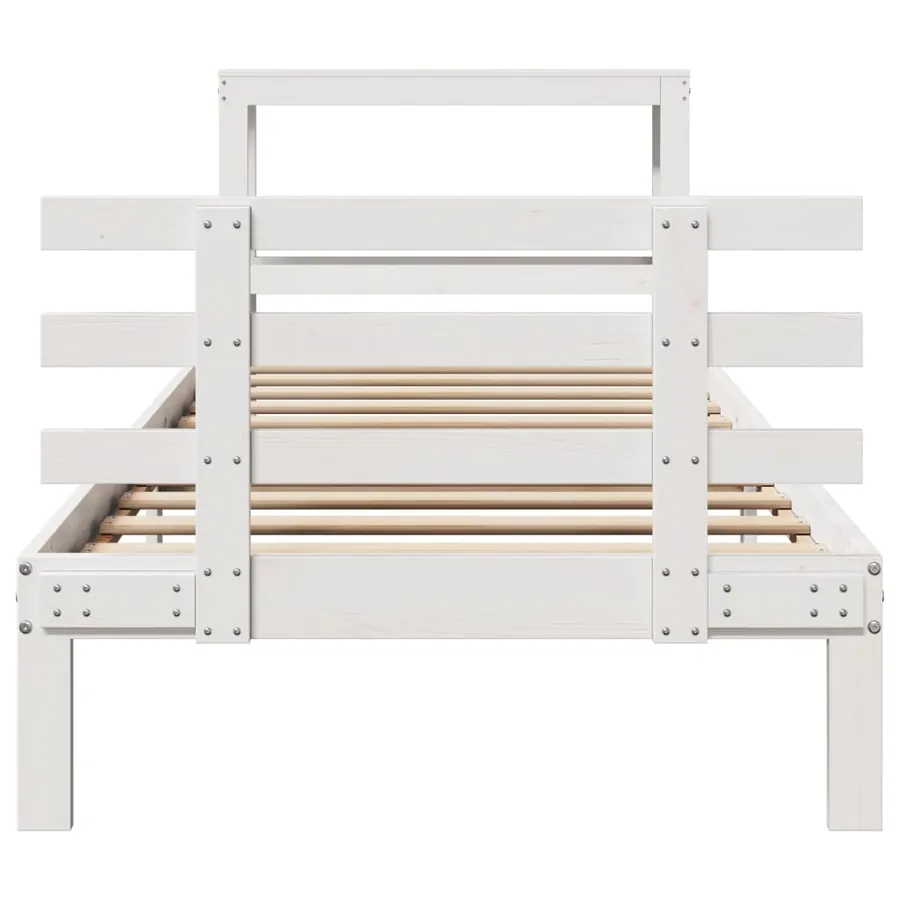 Cadre de lit avec tête de lit sans matelas blanc 90x200 cm - 4