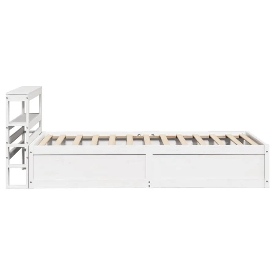 Cadre de lit avec tête de lit blanc 90x200cm bois de pin massif - 7