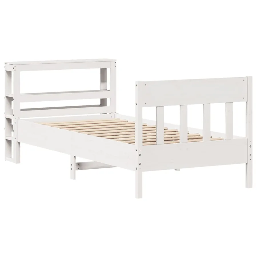 Cadre de lit sans matelas blanc 90x200 cm bois de pin massif - 3
