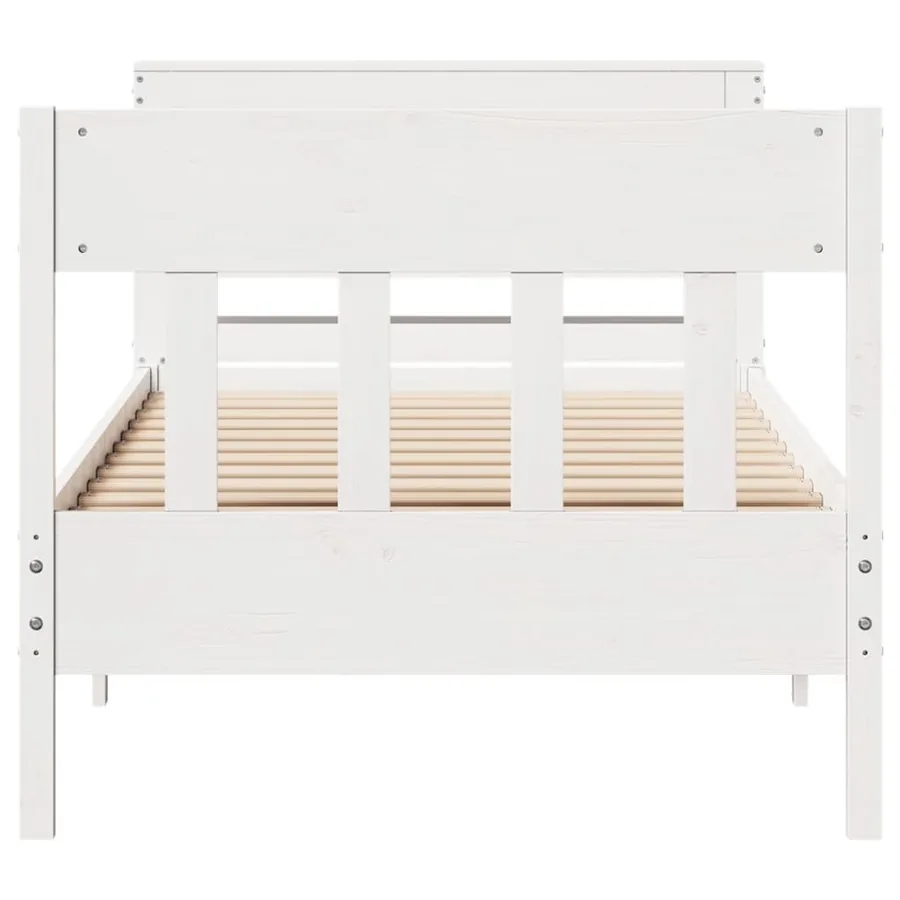 Cadre de lit sans matelas blanc 90x200 cm bois de pin massif - 4