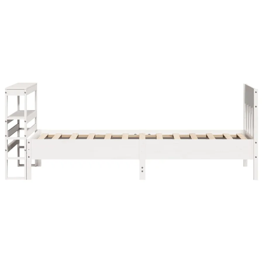 Cadre de lit sans matelas blanc 90x200 cm bois de pin massif - 5