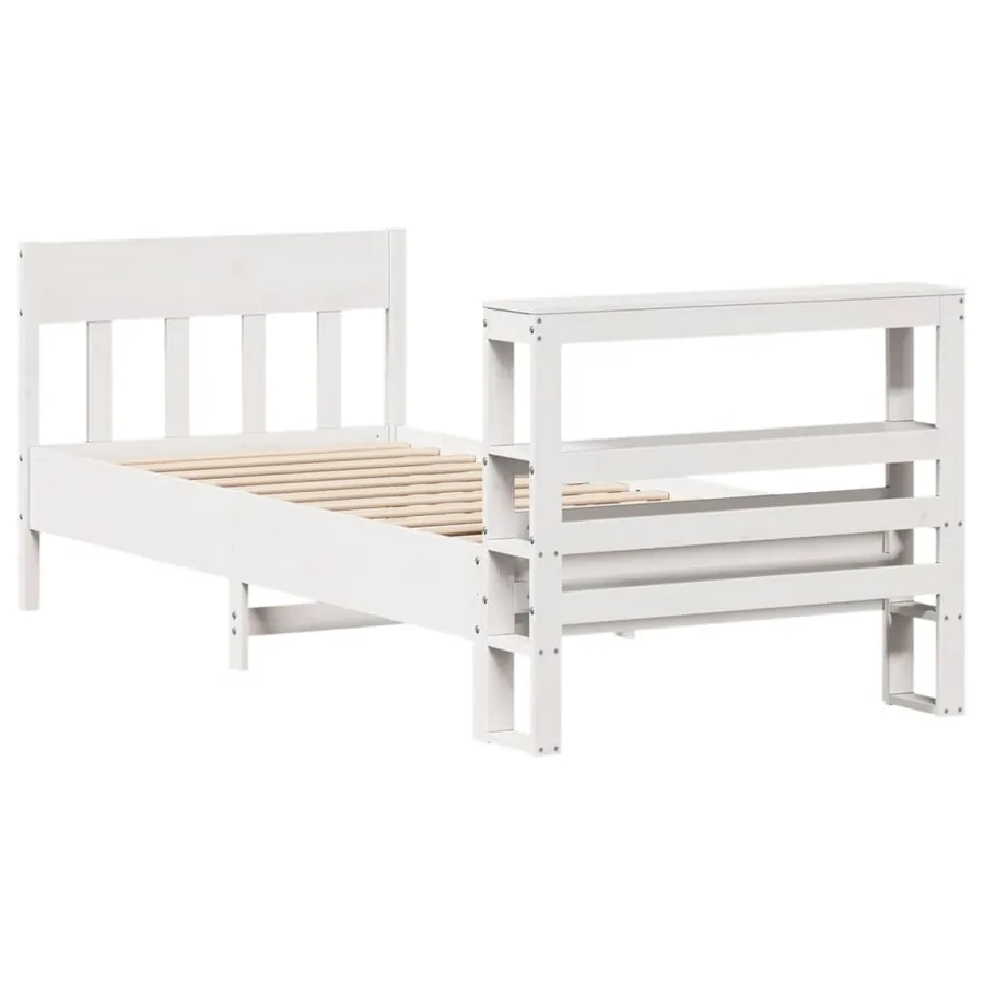 Cadre de lit sans matelas blanc 90x200 cm bois de pin massif - 6