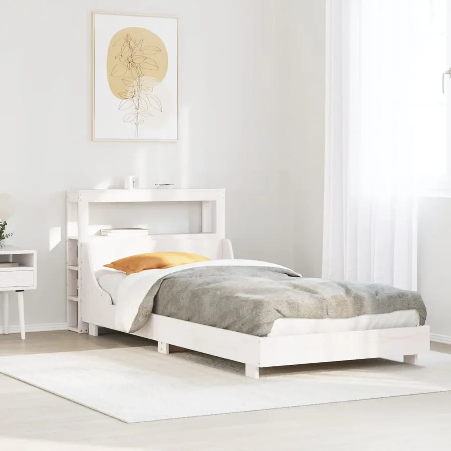 Cadre de lit sans matelas blanc 90x190 cm bois de pin massif