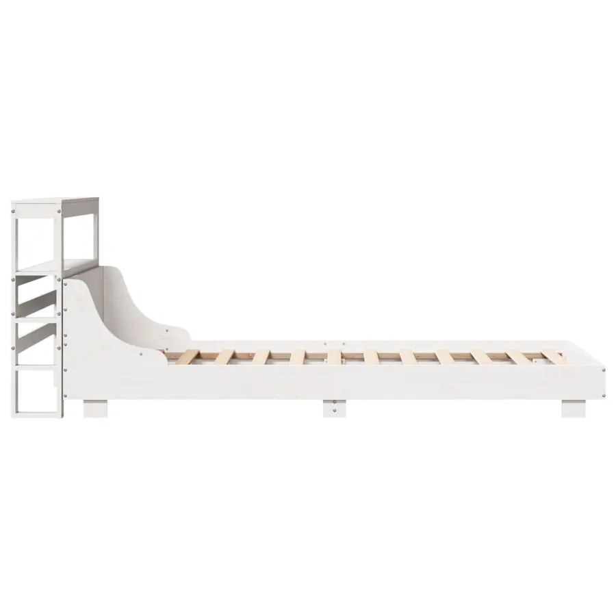 Cadre de lit sans matelas blanc 90x190 cm bois de pin massif - 5
