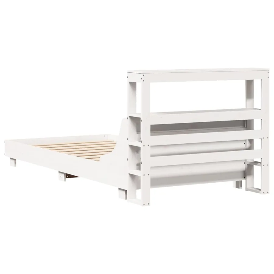 Cadre de lit sans matelas blanc 90x190 cm bois de pin massif - 6