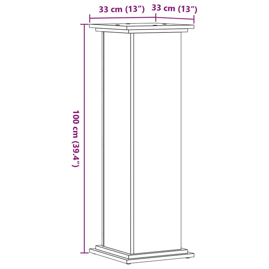 Support pour plantes 33x33x100 cm bois d'ingénierie - 9