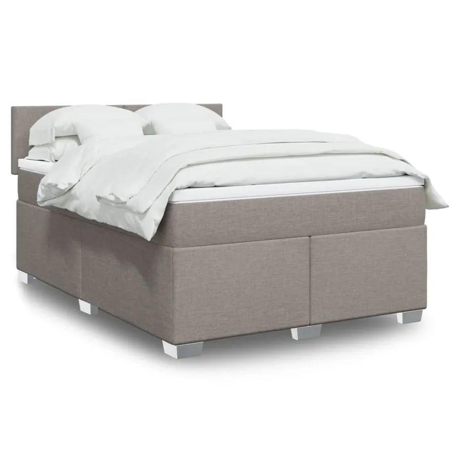 Sommier à lattes de lit avec matelas Taupe 140x190 cm Tissu