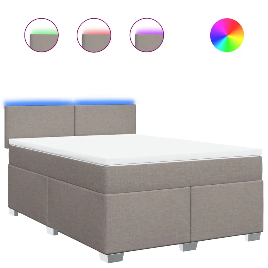 Sommier à lattes de lit avec matelas Taupe 140x190 cm Tissu - 2